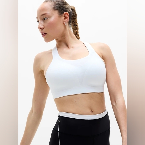 NWT Athleta White Speed Run High Support Sports Bra Size 34D